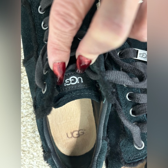 UGG Black Milo Spill Seam Suede Sneakers with White Soles 7.5 - Picture 5 of 6